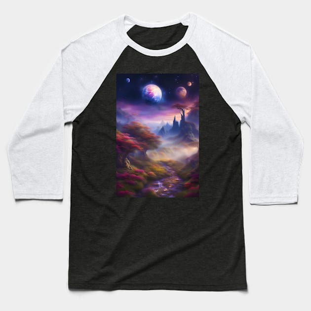 Planets and Natural Satellites Baseball T-Shirt by JDI Fantasy Images